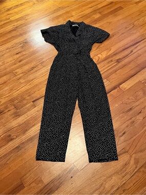 Vintage Black and White Polka Dot Wide-Leg Jumpsuit